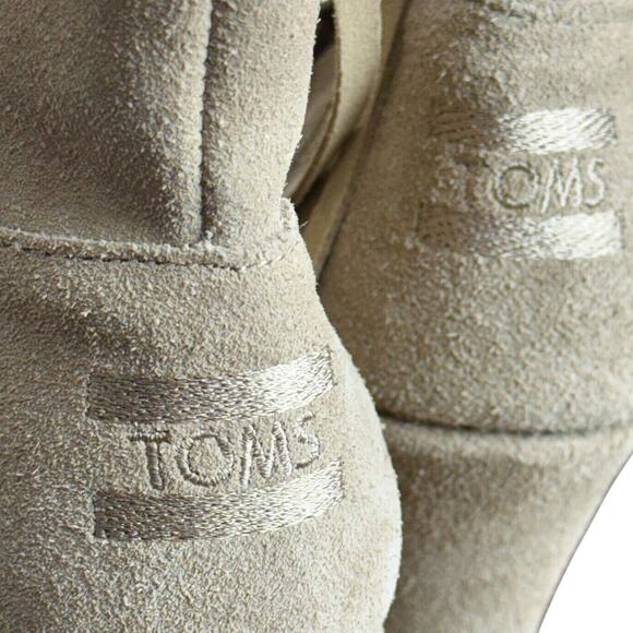 Women's Toms Desert Wedge Taupe Suede Leather Bootie Heels - Picture 5 of 12